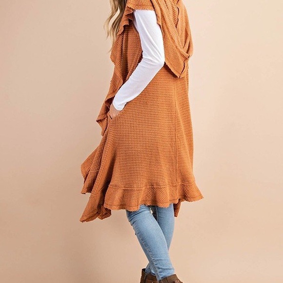 BOHO SWEATER OPEN JACKET WITH HOOD & POCKETS - Picture 6 of 8